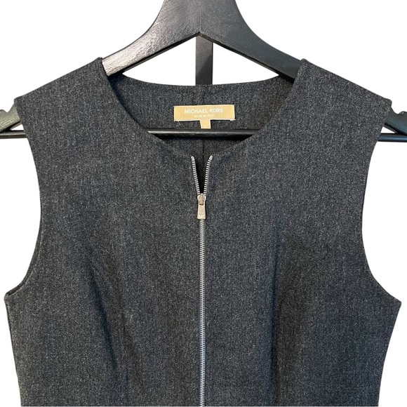 Michael Kors Italy Virgin Wool Sheath Dress Charcoal Melange Size 6 Old Money - Picture 3 of 6